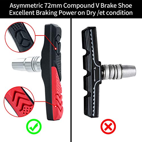 RUJOI 2 Pairs Bike Brake Pads Set,72mm V Brake Shoes with Hex Nuts and Washers, Brakes V-Brake Replacement Set for Cruiser MTB Mountain Bicycle - Image 3
