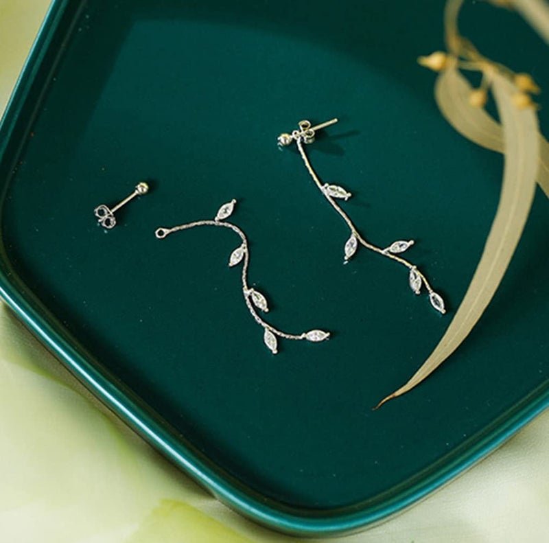 SLUYNZ Solid 925 Sterling Silver Droplet Dangle Earrings Chain for Women Teens Girls Olive Leaf Wedding Dangle Earrings Bridal Earrings (A-Sterling Silver) - Image 5