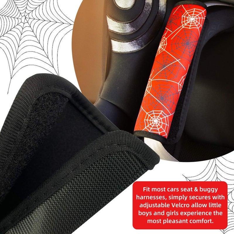 SLEILIN Spider Seat Belt Cover for Kids, Seat Belt Pad for Boys, Car Seat Straps Shoulder Pads for Kids, Kid's Seat Belt Cushion, Shoulder Strap Pad, 1 Pieceï¼ˆRED) - Image 3