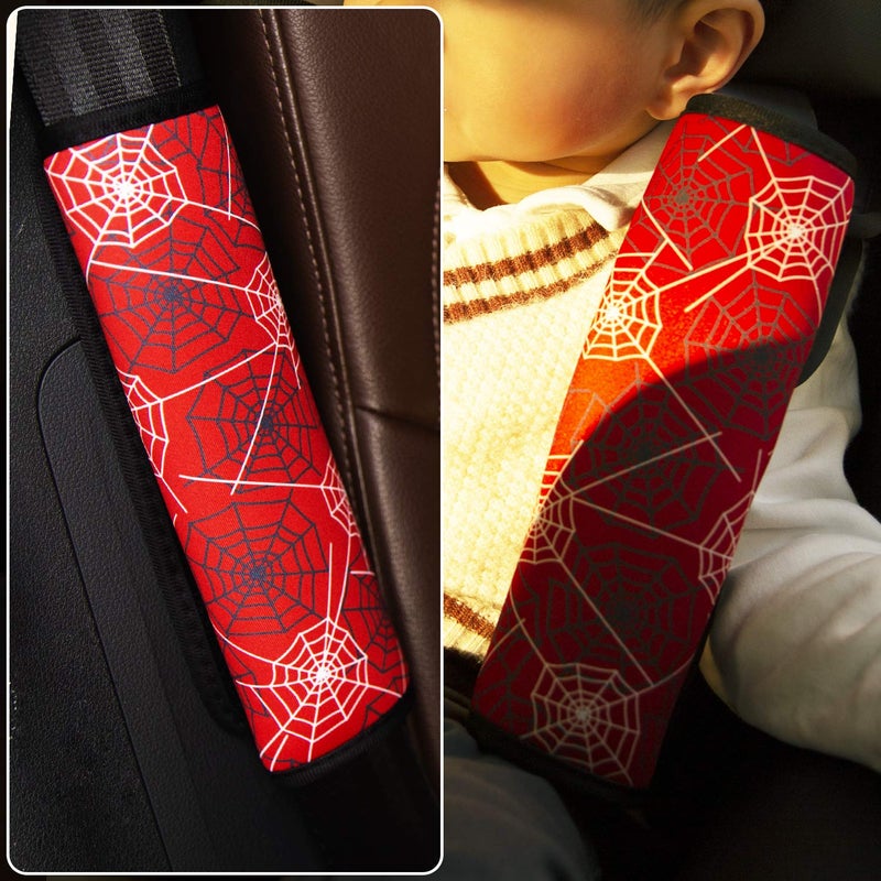 SLEILIN Spider Seat Belt Cover for Kids, Seat Belt Pad for Boys, Car Seat Straps Shoulder Pads for Kids, Kid's Seat Belt Cushion, Shoulder Strap Pad, 1 Pieceï¼ˆRED) - Image 5