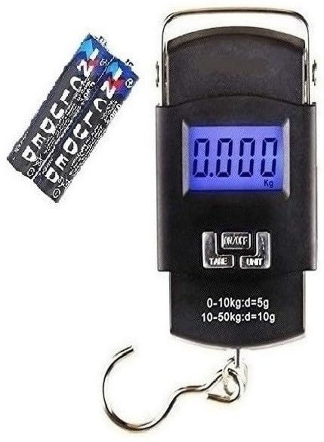 Weight Machine for Luggage, Wait Machine, Luggage Wighing Scale, Digital Weighing Scale, Bag Weighing Scale for Luggage, Electronic Portable Fishing Hook Type Digital LED Screen, 50 kg (Black) Vcx-108 - Image 1