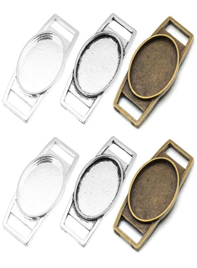 Teensery 30 Pcs Blank Bezel Pendant Connector Trays Oval Cabochon Setting Charm Links with Double Loops for DIY Necklace Bracelet Jewelry Making Supplies - Image 1