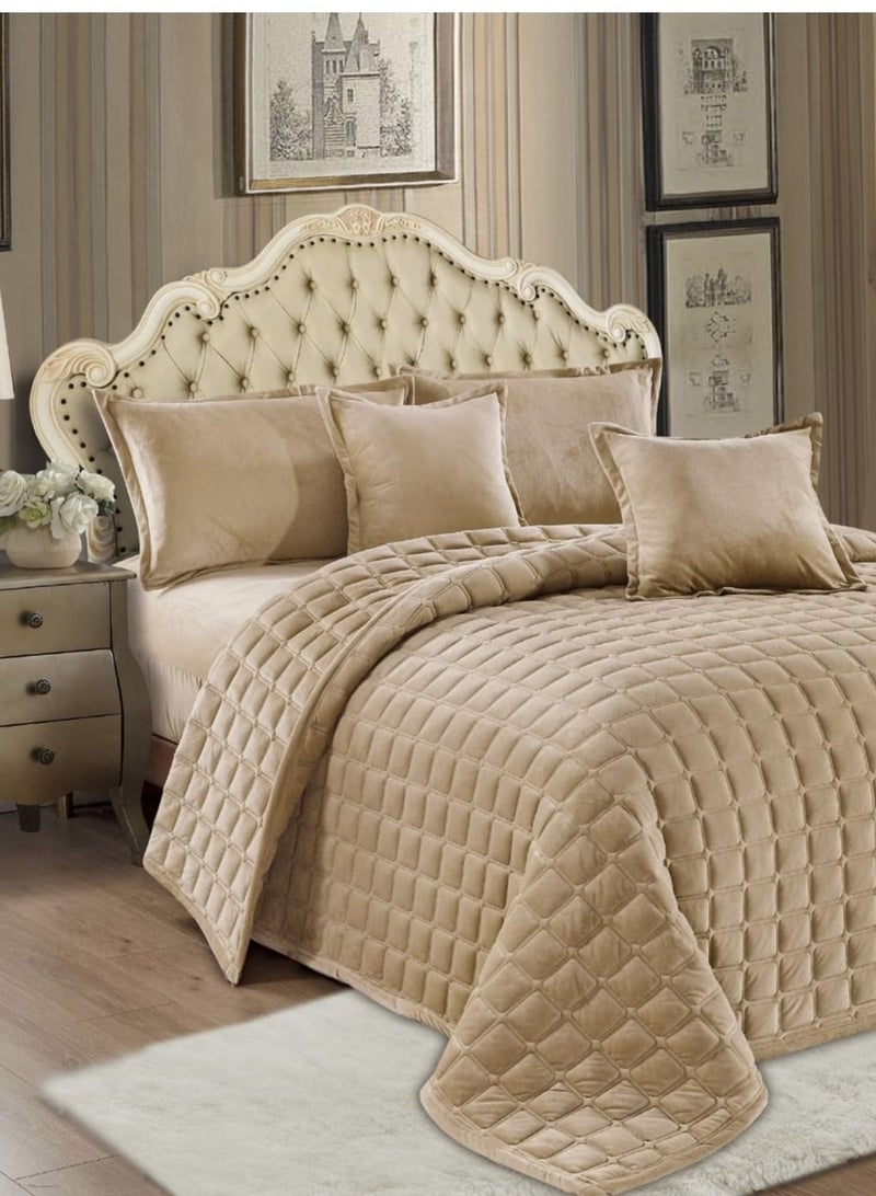 مون طقم لحاف سرير نفرين مخمل ناعم 6 قطع مقاس 230x250 ملمس فخم ودفء مريح - Image 4