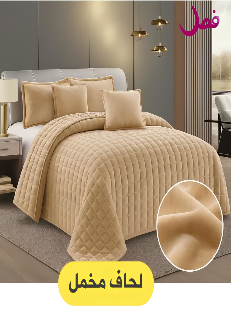 مون طقم لحاف سرير نفرين مخمل ناعم 6 قطع مقاس 230x250 ملمس فخم ودفء مريح - Image 1