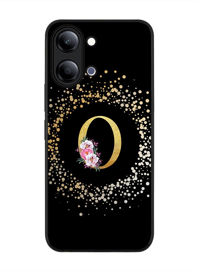 Stylizedd For vivo Y21 / Y11 Case,Slim fit Camera Protection, Shockproof Thin Phone cover  - Custom Monogram Floral - O ( Black ) - Image 1
