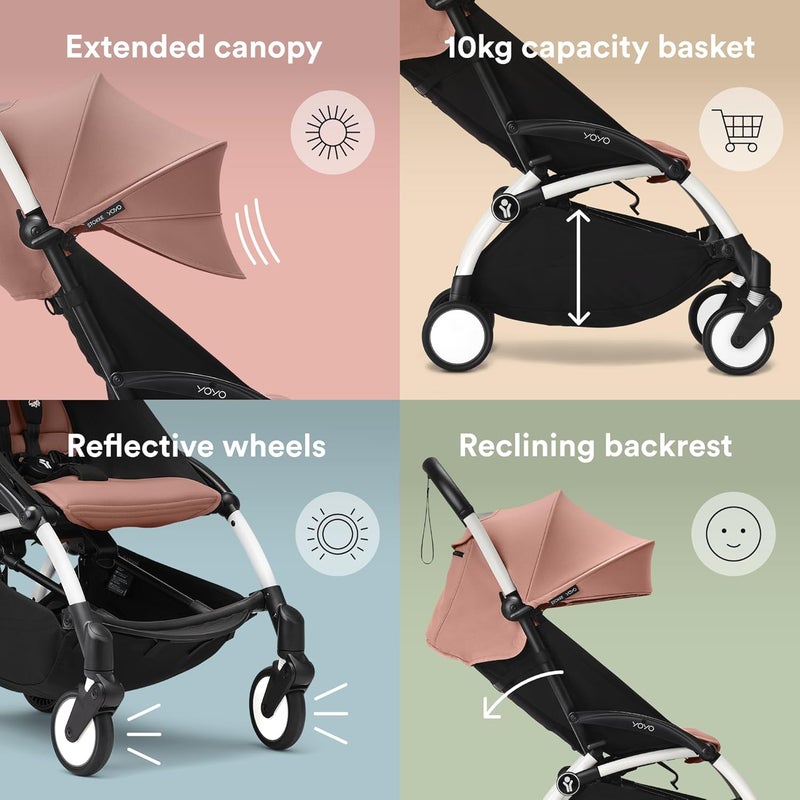 Stokke YOYO3 Complete Yoyo Stroller From Birth - Includes White Frame + YOYO 6+ Color Pack + 0+ Newborn Pack - Ginger - Image 5