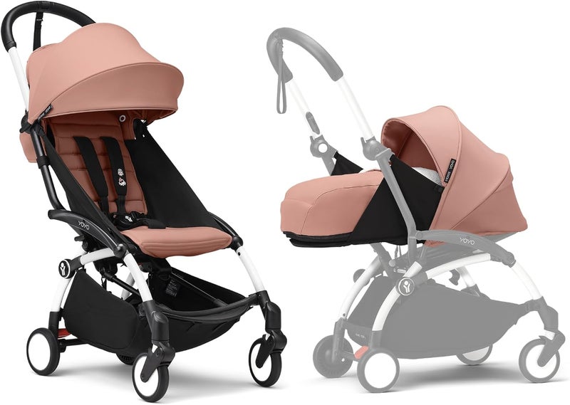 Stokke YOYO3 Complete Yoyo Stroller From Birth - Includes White Frame + YOYO 6+ Color Pack + 0+ Newborn Pack - Ginger - Image 1