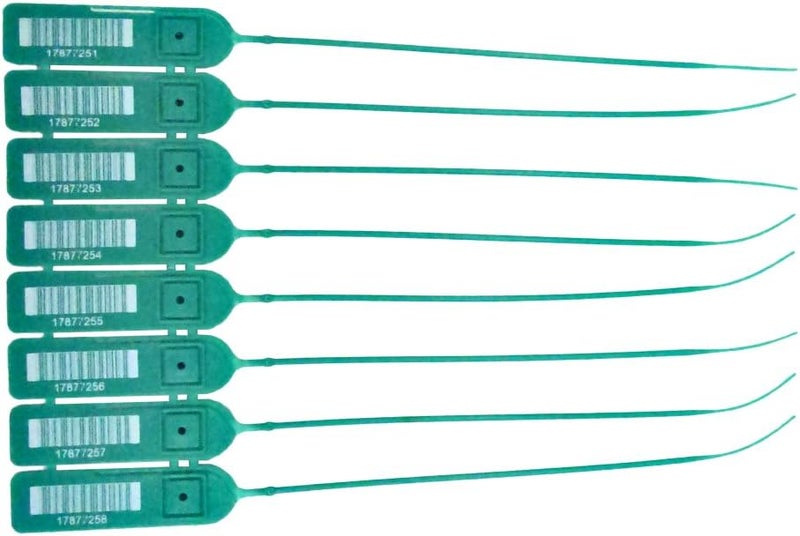 CAROUSELCHECKS Green Pull-Tight Barcode Security Seals 8'', 500 Seals - Image 1