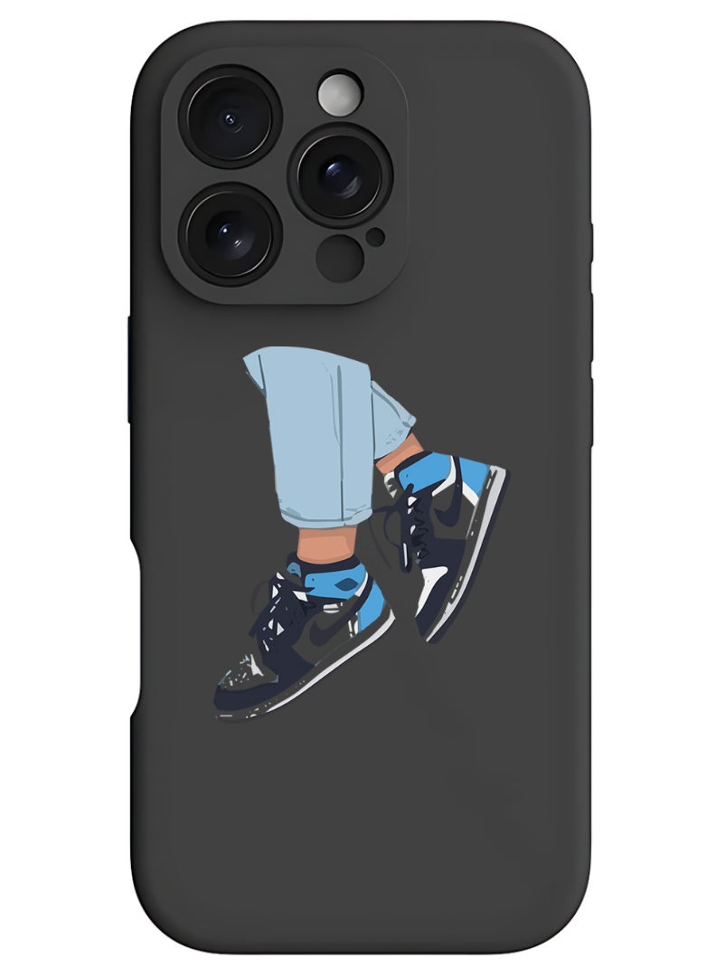Theodor iPhone 16 Pro Black Protective Slim Fit Case Liquid Silicone Cover with Full Body Protection Anti-Scratch Shockproof Case For iPhone - Sneakers - Image 1