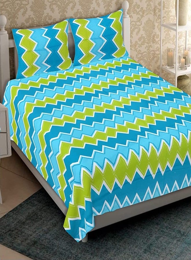 BedZone 144 TC 100% Cotton Double Bedsheet with 2 Pillow Covers, Green - Image 2