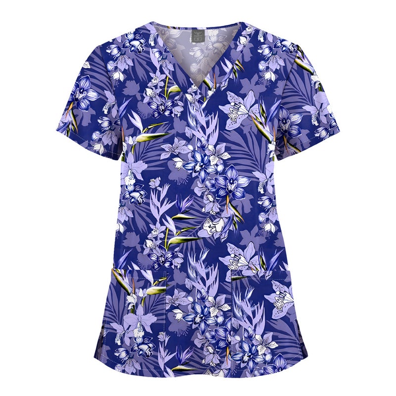 Elastic Christmas Pattern Comfortable Plus Size Cartoon Nurses' Clothing Printed Dental Dentist Work Clothes - Image 1
