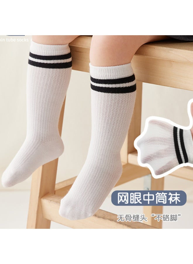 White Children's Mesh Thin Tube Socks Summer Anti-mosquito Students Children's Day Performance Dance Sports Socks Socks Socks