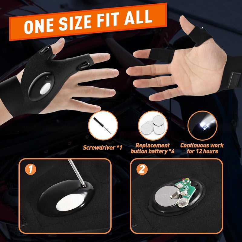 Lenski Valentines Day Gifts for Him, Flashlight Gloves Valentine Gifts for Men, Mens Gifts for Dad Who Wants Nothing, Birthday Gifts for Him Husband Father, Cool Gadgets for Men - Image 2