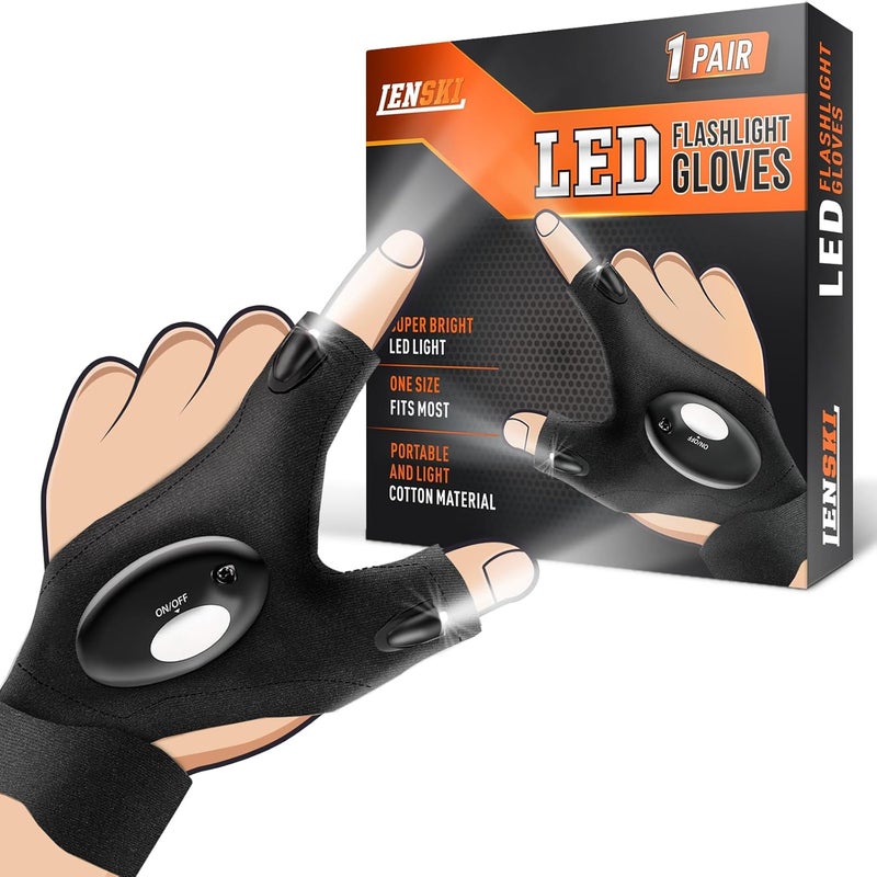 Lenski Valentines Day Gifts for Him, Flashlight Gloves Valentine Gifts for Men, Mens Gifts for Dad Who Wants Nothing, Birthday Gifts for Him Husband Father, Cool Gadgets for Men - Image 1