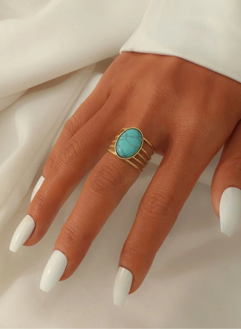 Elegance Stainless Steel Trendy Gold Plated Ring For Women One Size - Image 1