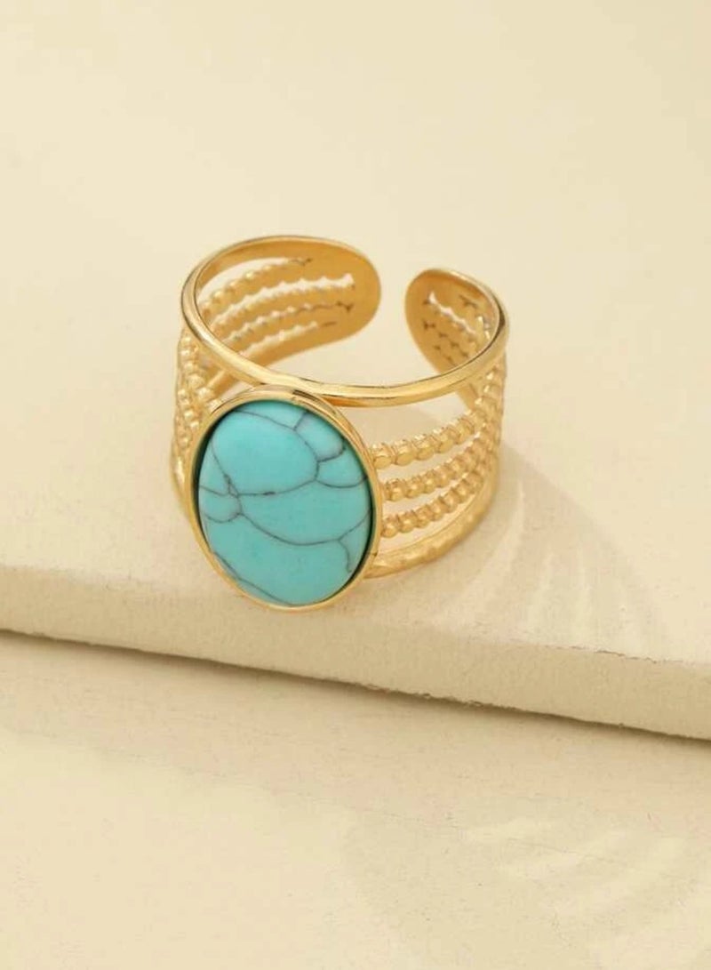 Elegance Stainless Steel Trendy Gold Plated Ring For Women One Size - Image 3