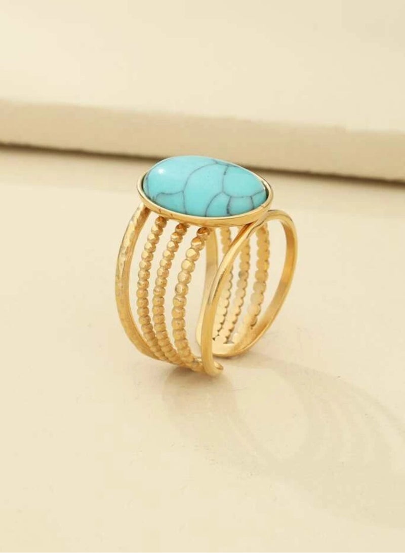 Elegance Stainless Steel Trendy Gold Plated Ring For Women One Size - Image 2