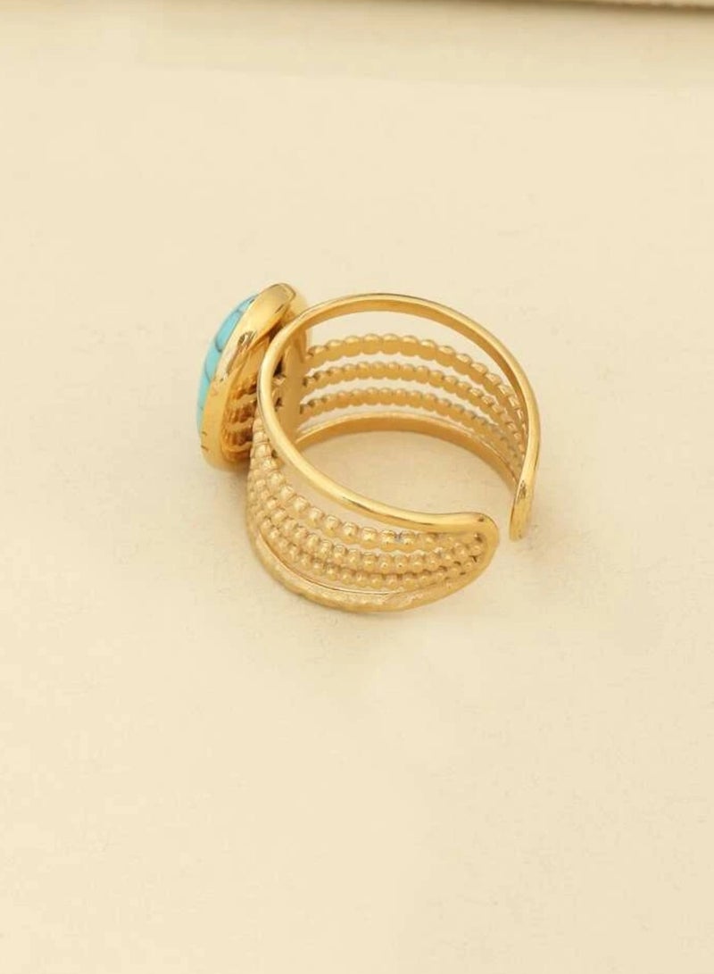 Elegance Stainless Steel Trendy Gold Plated Ring For Women One Size - Image 4