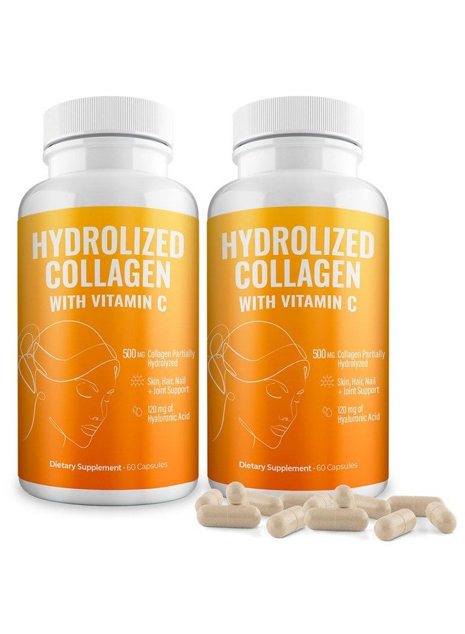 Generic Aura Vitamin Hydrolyzed Collagen with Vitamin C Capsules 500mg Great Energy | Skin, Hair and Nail Support | Hyaluronic Acid Pills - 60ct (2)  - Image 1