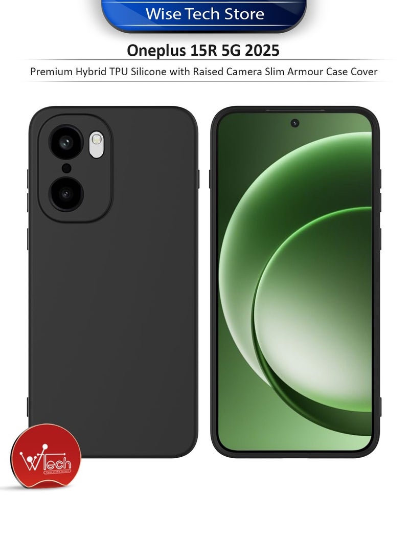 Wtech Oneplus 15R 5G 2025 Premium Soft Liquid Silicone Case Cover (MCRPSN) - Black - Image 1