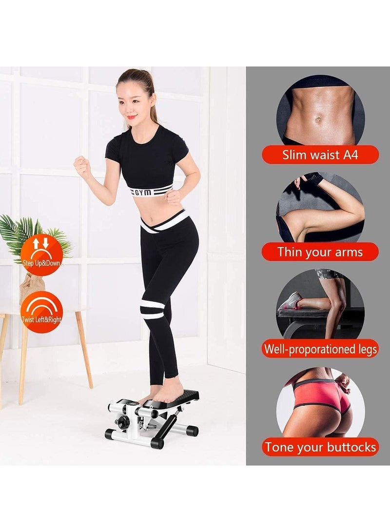 ULTIMAX Mini Stepper Abs Toner Workout without Electronic Display Home Exercise Equipment with Resistance Bands (with Rope), Air Climber Stepping Fitness Machine - White - Image 2