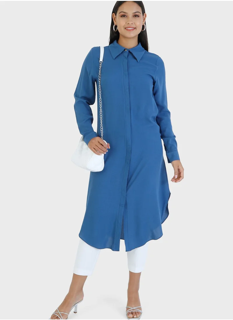 Modanisa Button Detail Longline Tunic