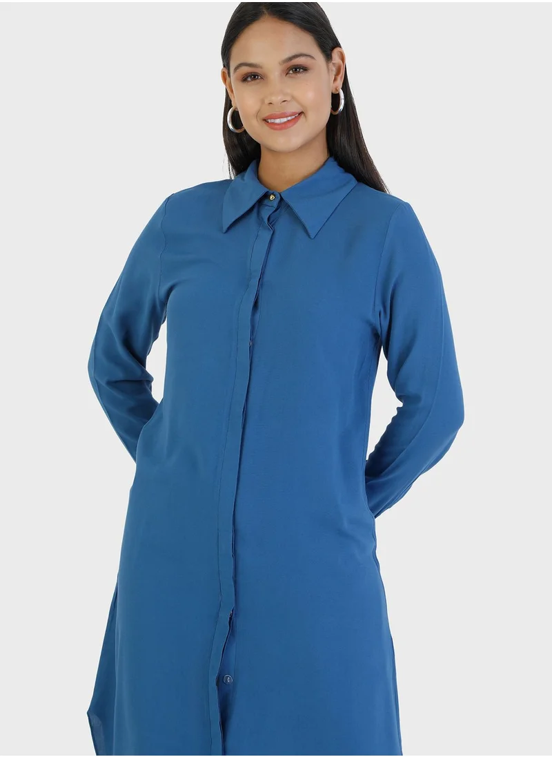 Modanisa Button Detail Longline Tunic
