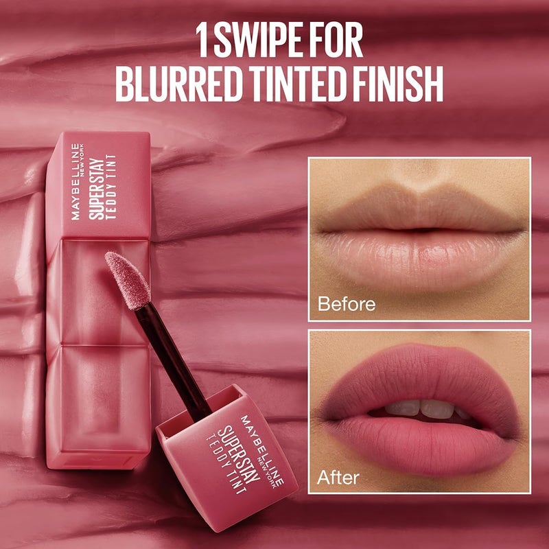 New York, Super Stay Teddy Tint Plushwear and Transferproof, Delivers up to 12H Long-lasting Blurred Matte Soft Lip Color, 95 Buffed Out - Image 3