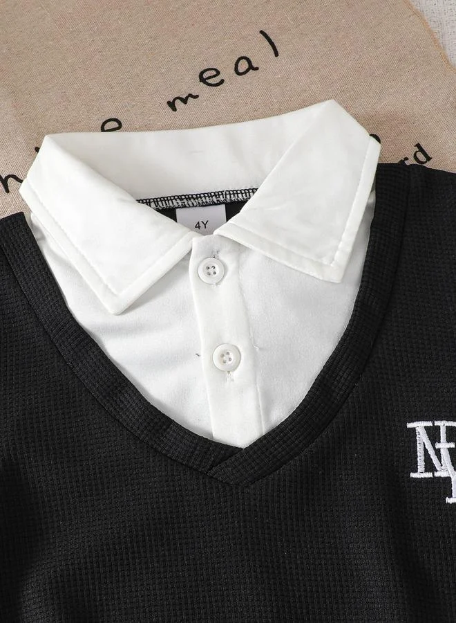 تايك تو Take Two Boys 2in1 Style Textured Polo T-Shirt and Shorts Set
