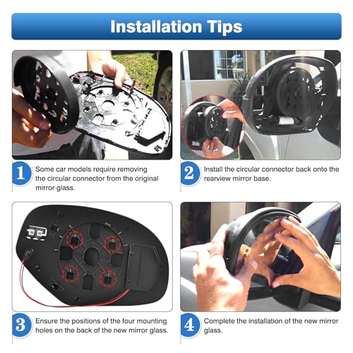 TOP-MAX GM1324138 Driver Left Side Mirror Glass Replacement for 2007-2013 Chevy Silverado Avalanche Suburban Tahoe GMC Sierra Yukon 1500 2500HD 3500HD Cadillac Escalade, Heated Glass with Turn Signal Light - Image 4