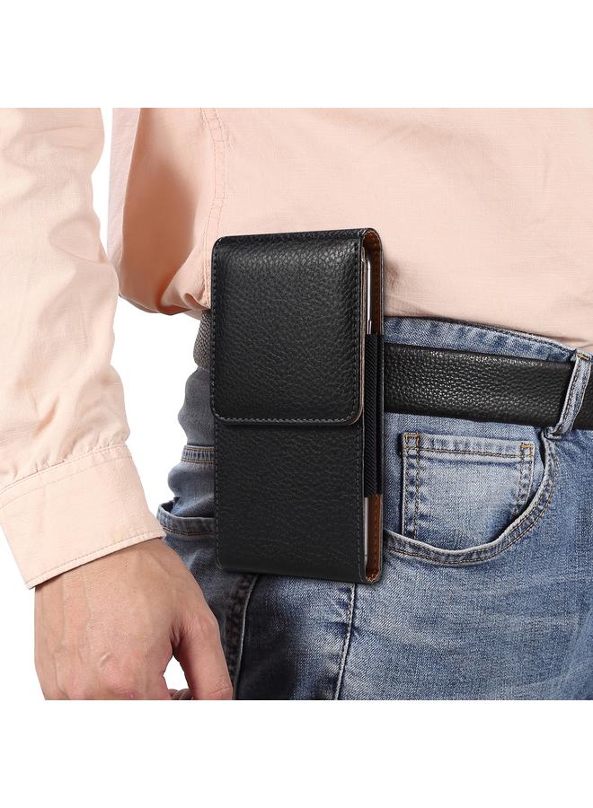 Zaboon Case For 6.7-6.9 inch Phone Litchi Texture Iron Clip Back Buckle Waist-mounted Phone Case Vertical Plate - Image 1