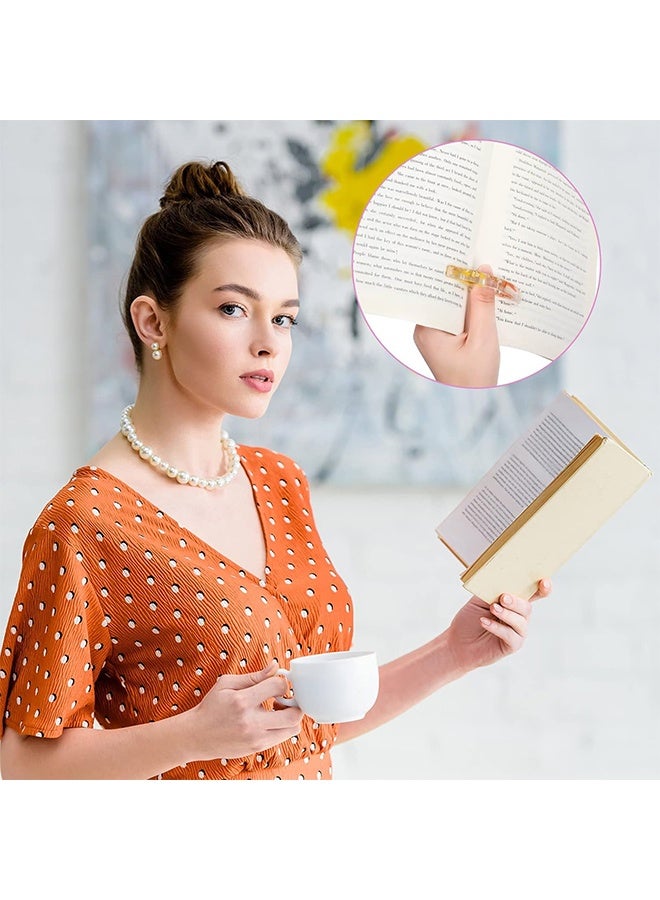 Dried Flower Resin Book Page Holder Transparent Thumb Ring Page Holder Handmade Personalized Flower Resin Bookmark Reading Accessories Gift for Teachers Book Lovers Literary - Image 3