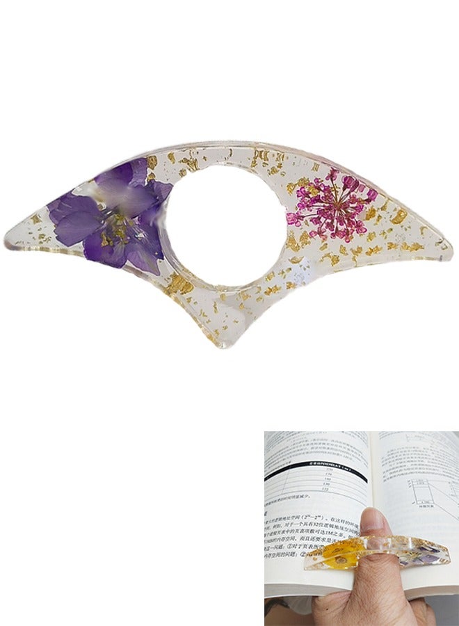 Dried Flower Resin Book Page Holder Transparent Thumb Ring Page Holder Handmade Personalized Flower Resin Bookmark Reading Accessories Gift for Teachers Book Lovers Literary - Image 1