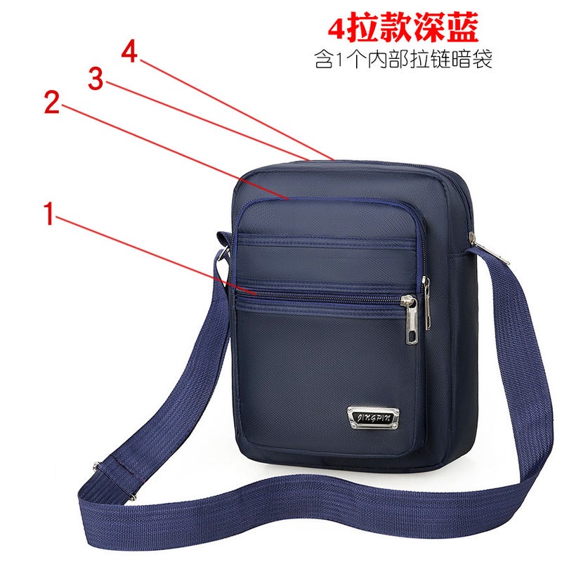 Nylon cloth vertical  Mens bag cross-body shoulder multi-layer mens satchel casual fashion Mens backpack wholesale foreign trade4 Zipper Blue 4 Zipper Blue