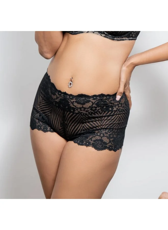 Aadaraya Aadaraya Lace Detail Boyshort Briefs