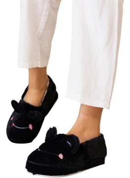 Liger Winter Women's Slipper Home Shoes | Frog Figure | Non-Slip Sole Black  - Image 3