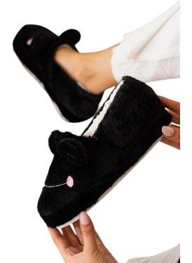 Liger Winter Women's Slipper Home Shoes | Frog Figure | Non-Slip Sole Black  - Image 5