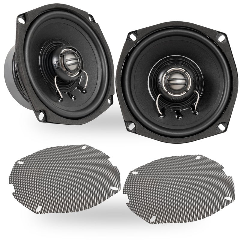 NVX XFHD5F 525 600W Peak 300W RMS 2Ohm Front Fairing Motorcycle Speakers with 1 Titanium Tweeters Waterproof PlugandPlay Upgrade Compatible for HarleyDavidson Touring 19982013 Pair
