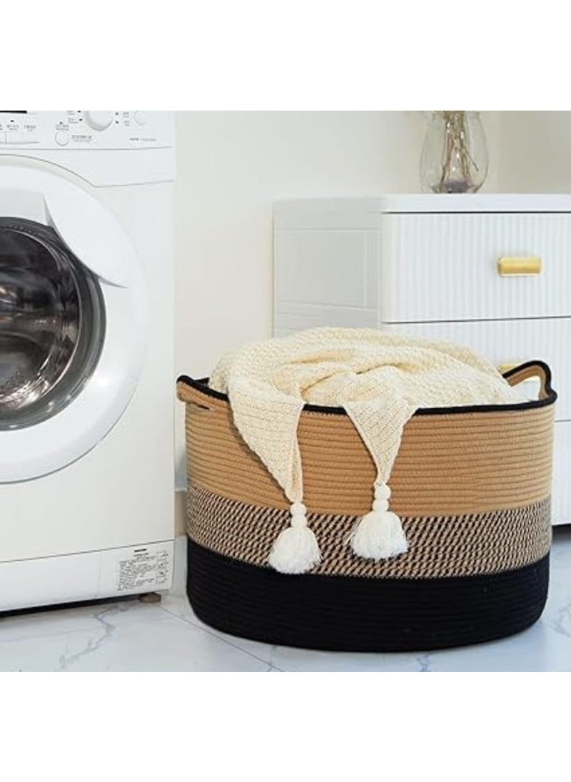RAVIO CRAFT RAVIO CRAFT XXL Laundry Hamper Basket 58L Tall Laundry Basket for Blanket Organizer Clothes Hamper for Bedroom Storage Baby Kids Nursery HamperLarge tub  - Image 4