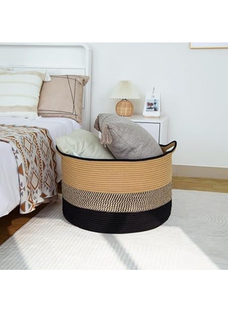 RAVIO CRAFT RAVIO CRAFT XXL Laundry Hamper Basket 58L Tall Laundry Basket for Blanket Organizer Clothes Hamper for Bedroom Storage Baby Kids Nursery HamperLarge tub  - Image 3