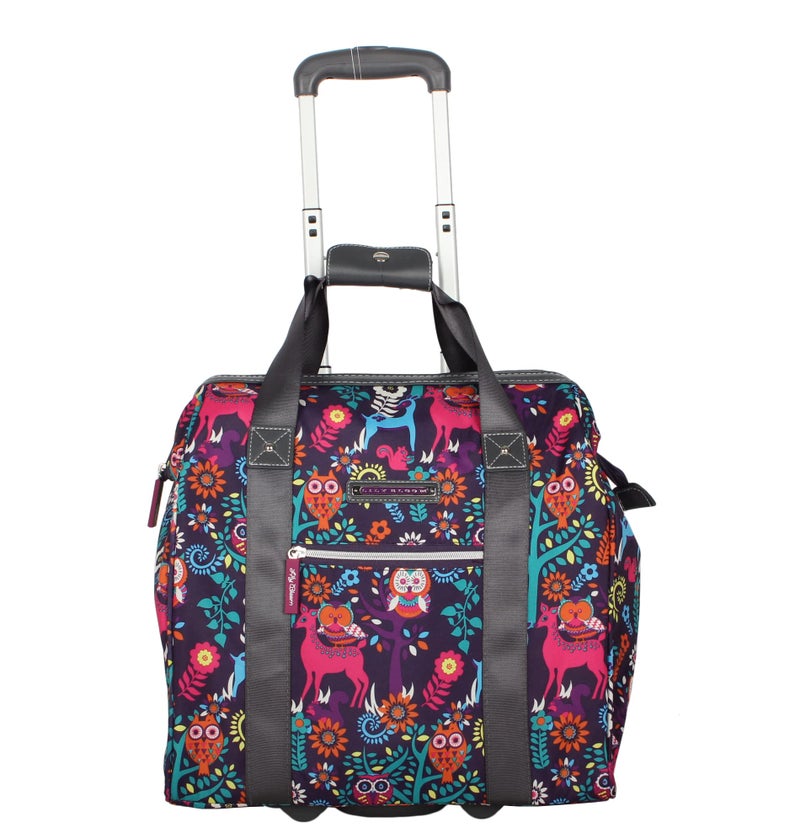 Lily Bloom Designer Under the Seat Tote Cabin Luggage Collection - 15 Inch Patterned Carry on Bag For Women - Lightweight Suitcase with 2 Rolling Wheels (Wildwoods) - Image 2