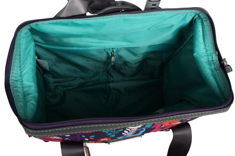 Lily Bloom Designer Under the Seat Tote Cabin Luggage Collection - 15 Inch Patterned Carry on Bag For Women - Lightweight Suitcase with 2 Rolling Wheels (Wildwoods) - Image 5