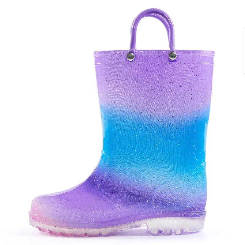 K KomForme Girls Rain Boots,Kids Glitter Waterproof Boots with Easy-on Handles - Image 1