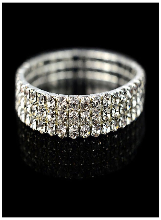 QIAN0813 Luxury Multilayer Shining Crystal Stretch Wide Bracelets For Women Elastic Force Tennis Bracelet (2 Row) - Image 4