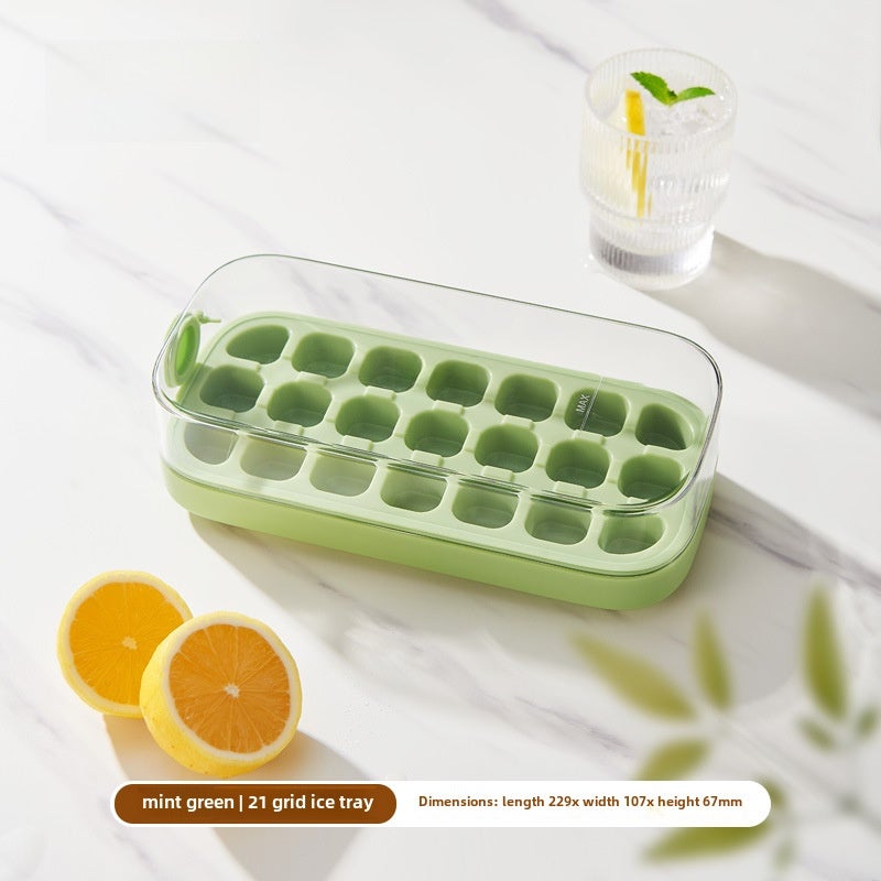 Press ice cube mold ice cube ice box with lid food grade frozen ice cube model homemade refrigerator frozen ice cube artifact(Green 21) - Image 1