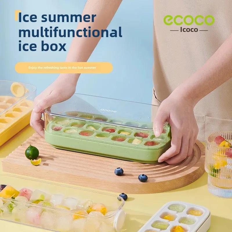 Press ice cube mold ice cube ice box with lid food grade frozen ice cube model homemade refrigerator frozen ice cube artifact(Green 21) - Image 2