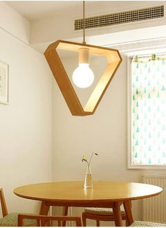 LOOPITYS Creative geometric wooden pendant light, adjustable in height, suitable for decorating living rooms, bedrooms, kitchens, dining rooms, and entrance halls (including light bulbs, with E27 screw heads)  - Image 2