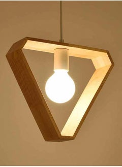 LOOPITYS Creative geometric wooden pendant light, adjustable in height, suitable for decorating living rooms, bedrooms, kitchens, dining rooms, and entrance halls (including light bulbs, with E27 screw heads)  - Image 3