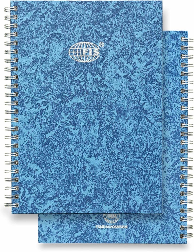 FIS Manuscript Notebooks, A5 Size, 5mm Square Grid, Pack of 5, Hard Marble Blue Cover - Image 3