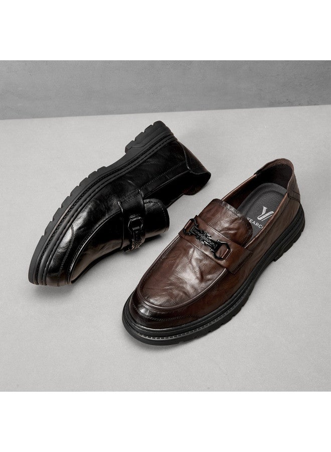 YEARCON Leap Month Shoes】autumn Men's Comfortable Leather Loafers, Slip-on Business Commuter Casual Shoes For Young Men - Image 5